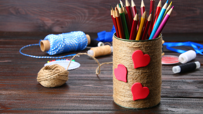 plant pot wrapped with twine