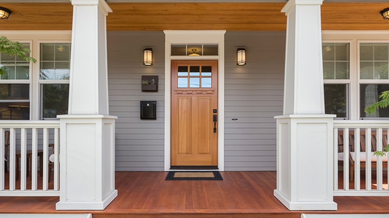 front porch wooden front door