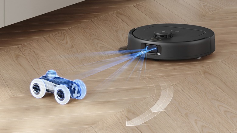 Robot vacuum sensing toy car