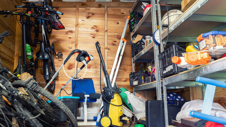 Messy garage shelves