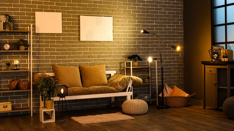 Brick wall in living room