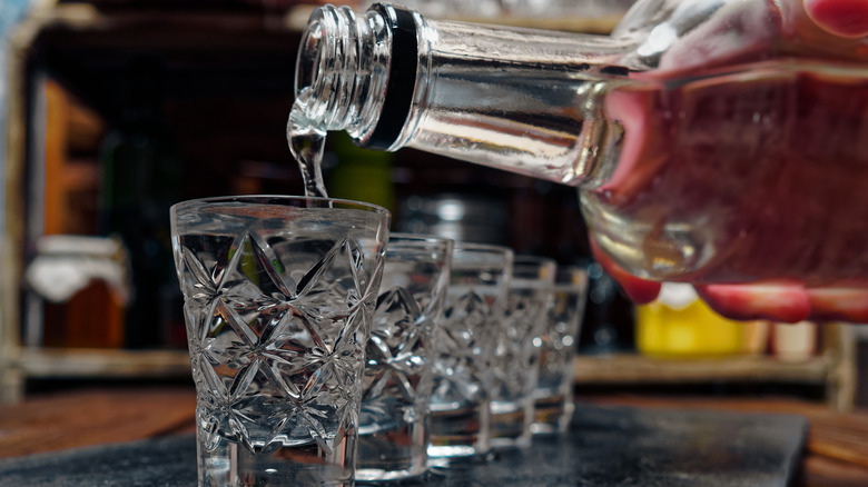 Vodka being poured into glass