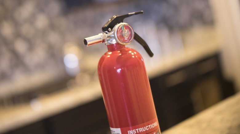 Fire extinguisher in kitchen