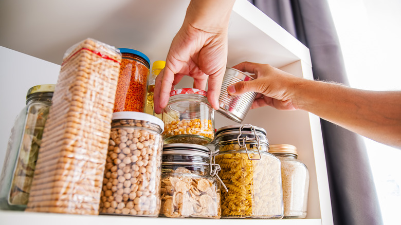 Non-perishable food in cabinet