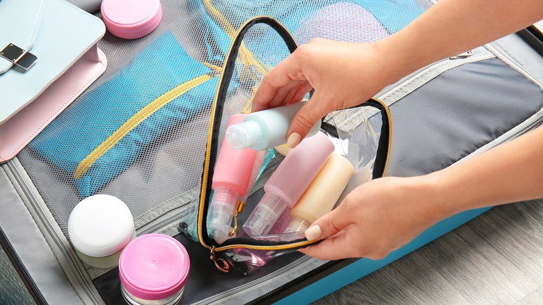 Packing a cosmetics bag