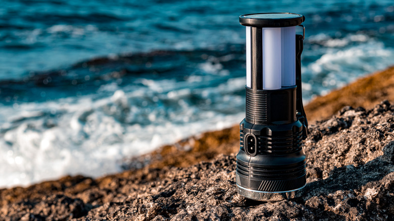 Solar lantern on beach