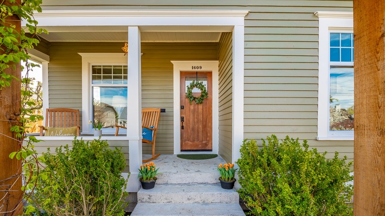 house with crosshead door trim