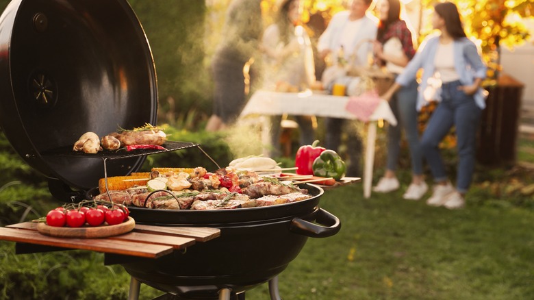 Items grilling on BBQ