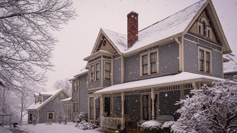 Victorian house in the snow