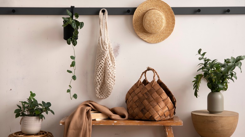 Entry way with bench and hooks