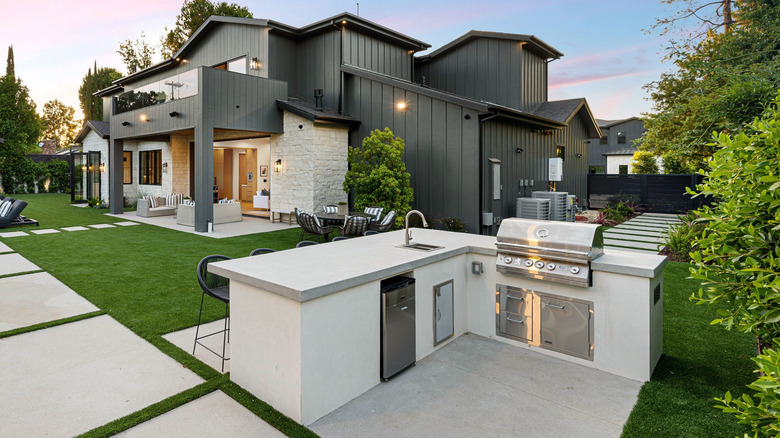 A house with an outdoor kitchen