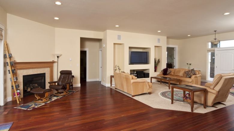 Living room with recessed lights