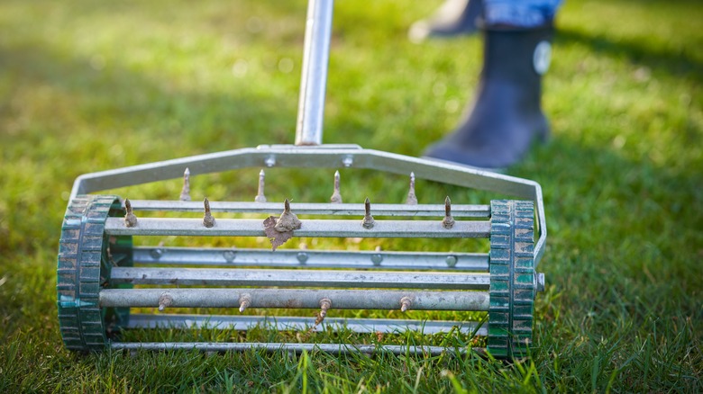 aerator on lawn