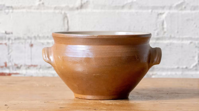 Vintage stoneware bowl on a table