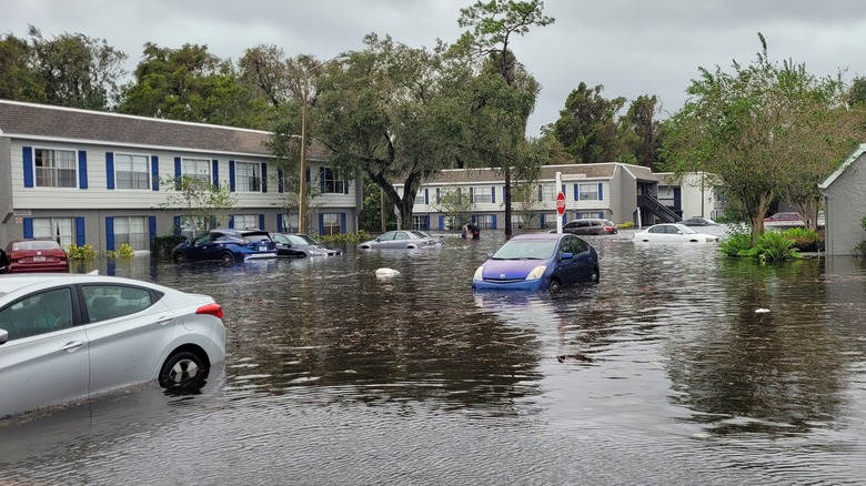 neighborhood flooded with water