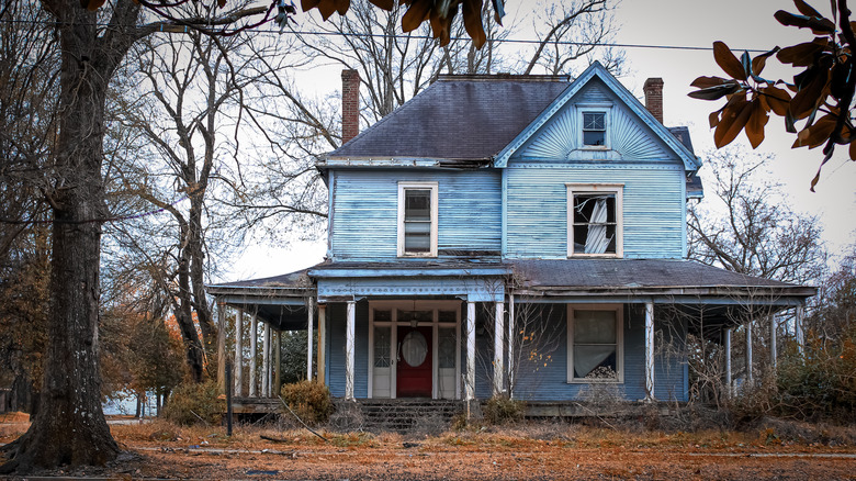 An abandoned house in the woods