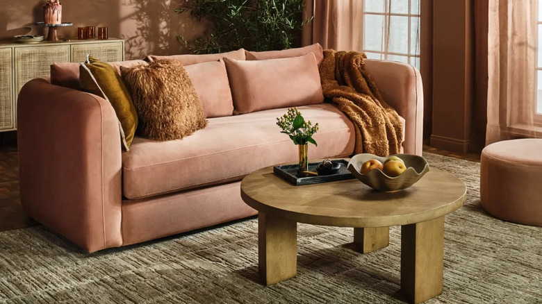 A Mocha Mousse couch from the Pantone and Joybird collaboration