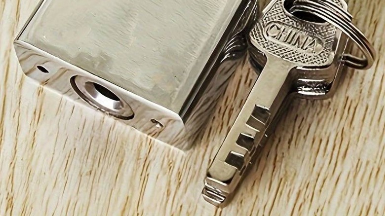 metal padlock bottom with key