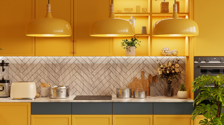 All yellow kitchen