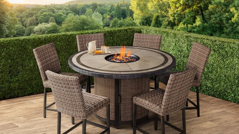 Agio Anderson 7-piece Fire Outdoor Dining Set