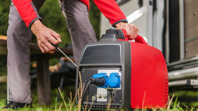 Pulling cord on portable generator