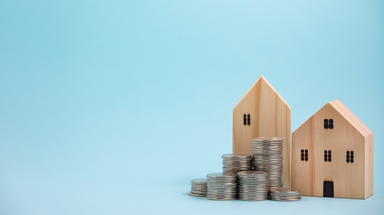 coins next to a home