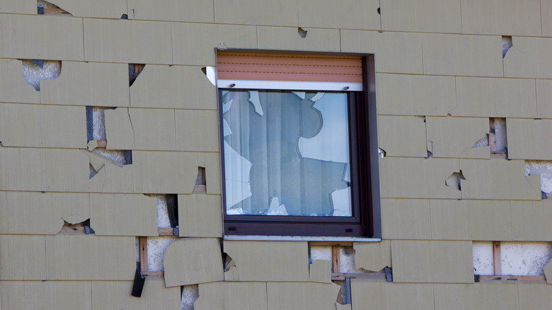 Hail storm damage to cladding