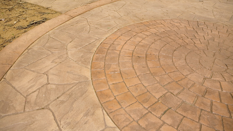 acid stained concrete patio detailed