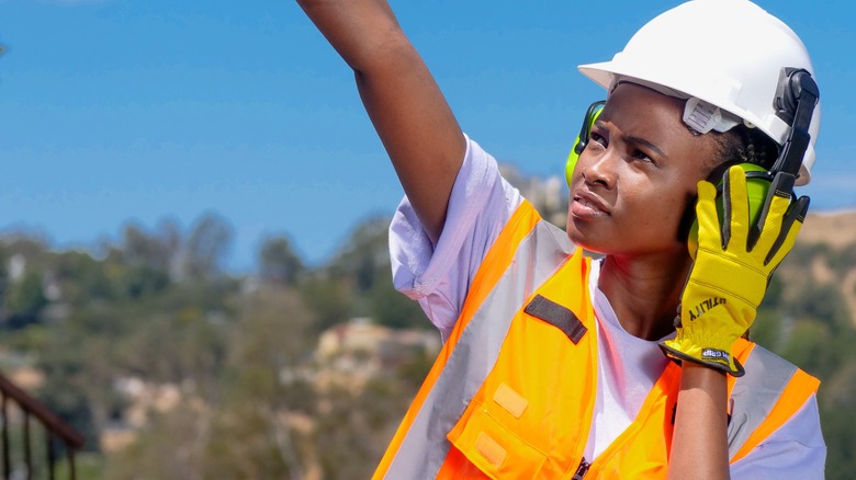 Woman in safety gear