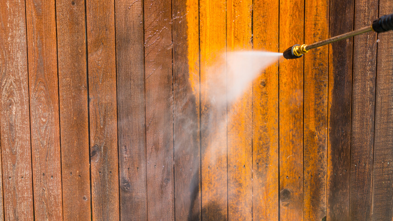 power washing fence