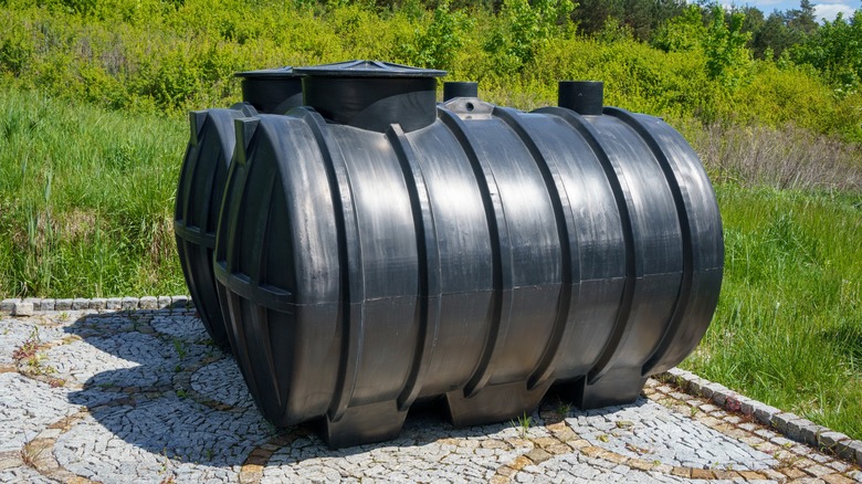 black plastic septic tank for a domestic sewage treatment plant