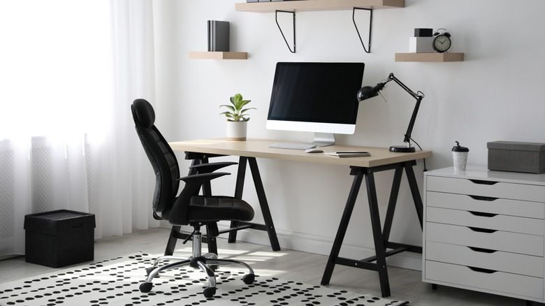 Home office with desk chair