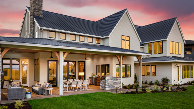 house with loggia and outdoor seating