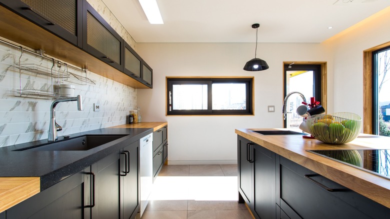 modern kitchen cabinetry with pulls