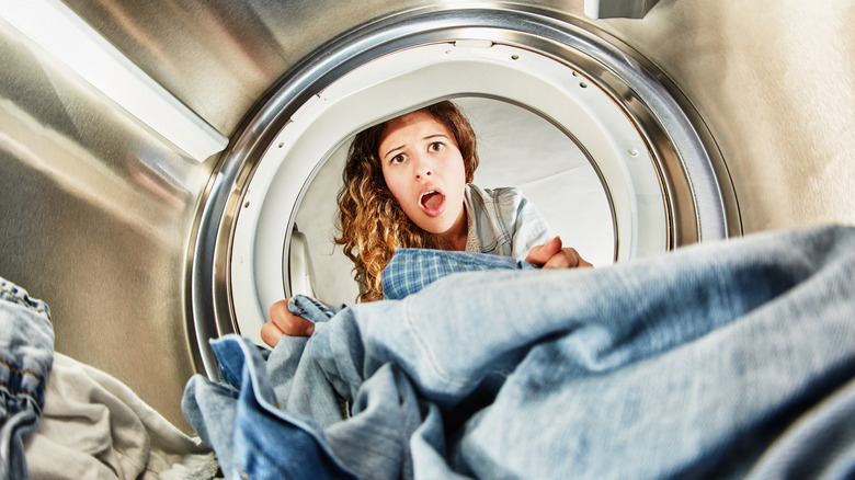 Woman shocked when checking laundry