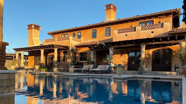 The Bachelor Mansion and pool