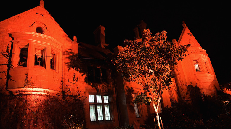 The Playboy mansion at night 