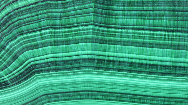 Slab of green malachite mineral