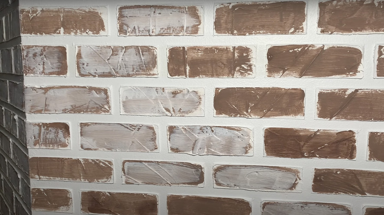 faux bricks painted over tape