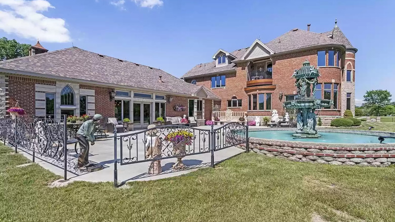 water fountain in backyard