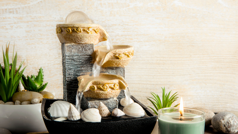 Small indoor stone fountain