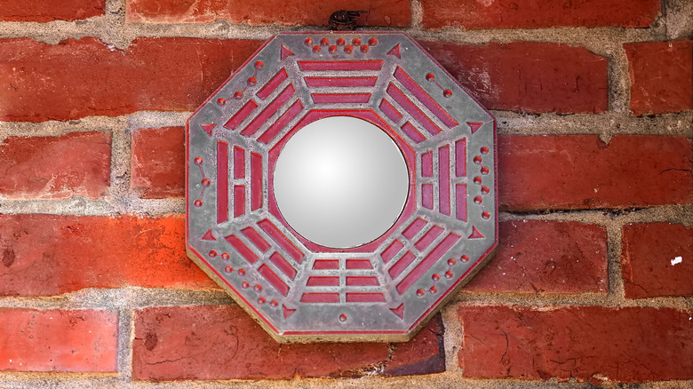 A bagua mirror on wall