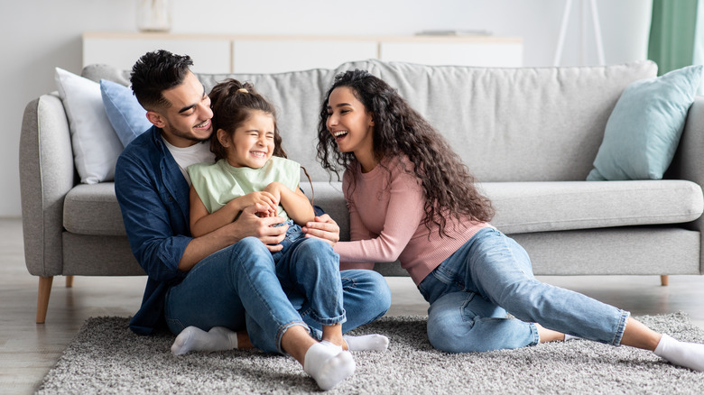 A family in living room