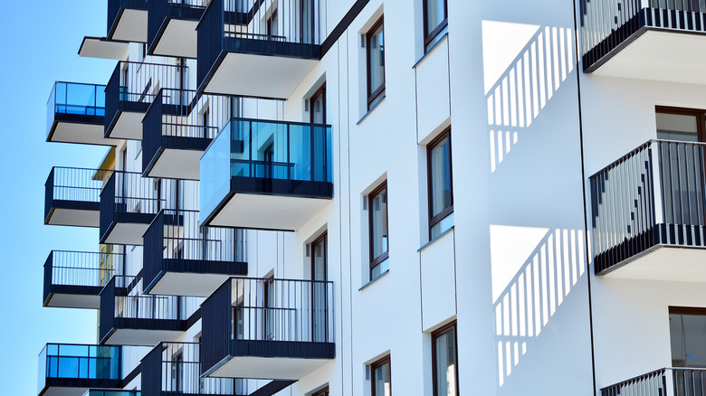 Apartment balconies in apartment building