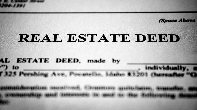 Close-up of real estate deed