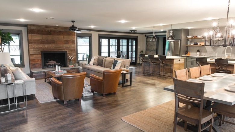 Modern living room and kitchen 