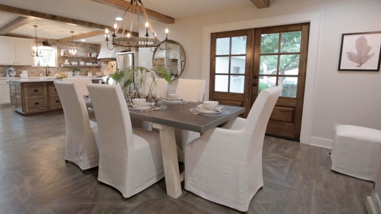 A chic dining room designed by Joanna Gaines