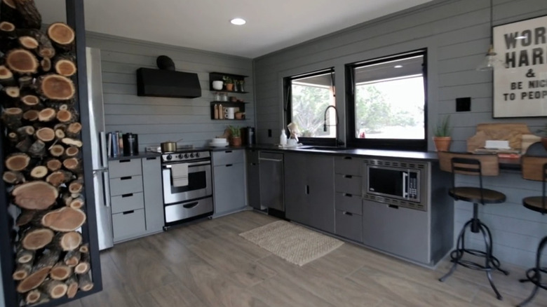 A small apartment with RV kitchen appliances