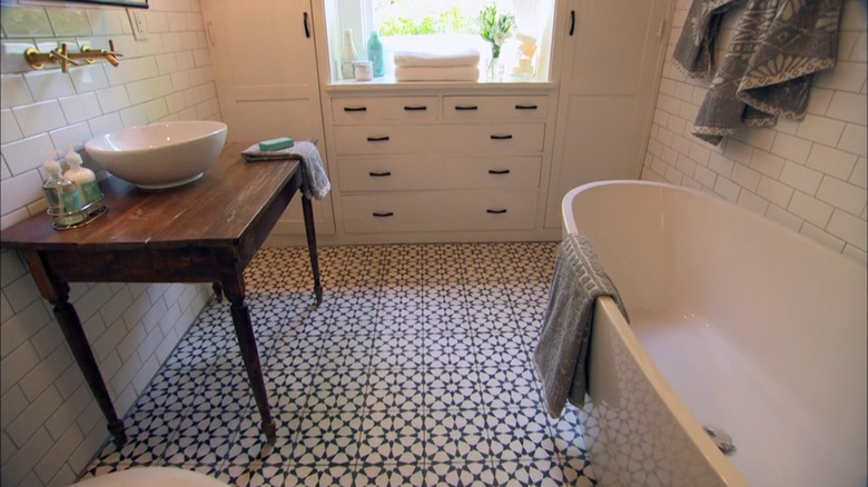 vintage table turned sink vanity