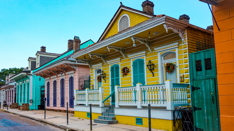 a row of colorful houses